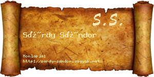 Sárdy Sándor névjegykártya